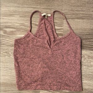 Purple/black jersey knit crop tank
